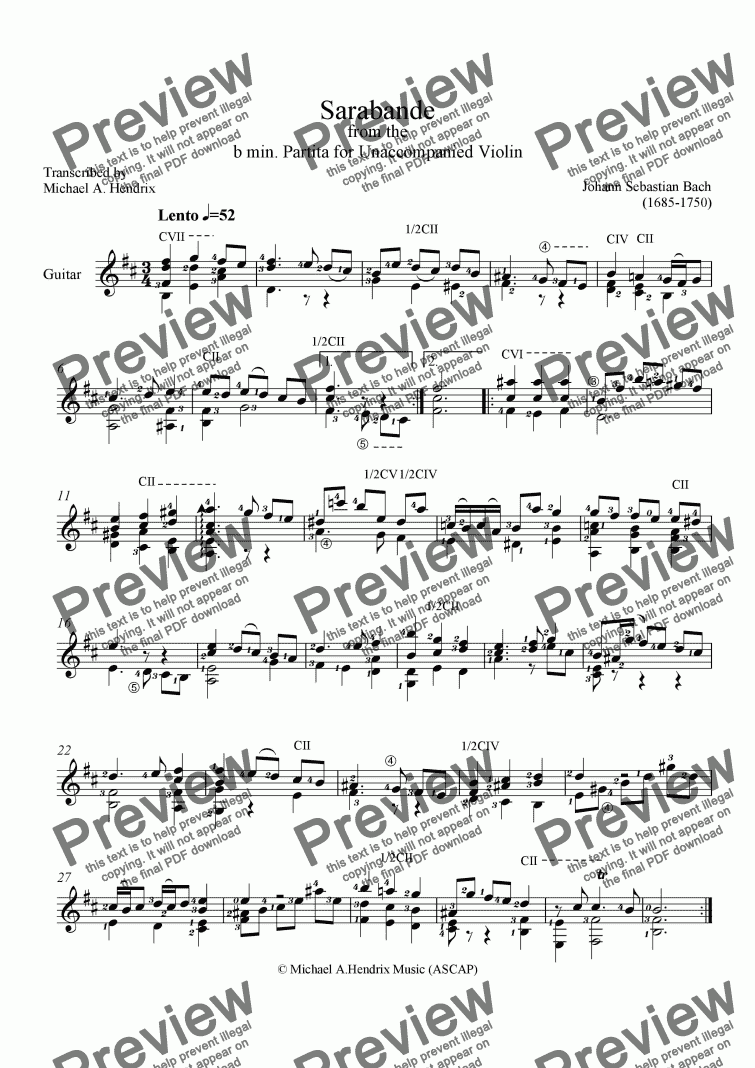 page one of Sarabande