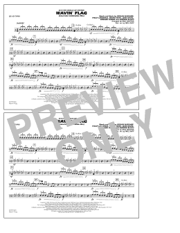 page one of Wavin' Flag - Quad Toms (Marching Band)