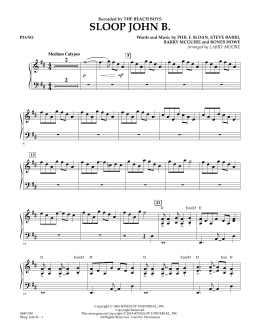 page one of Sloop John B - Piano (Orchestra)