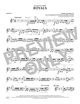 page one of Royals - Violin 1 (Orchestra)