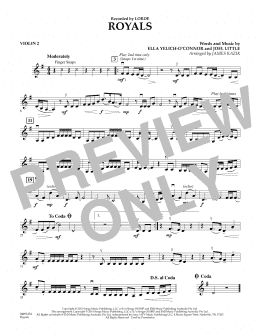 page one of Royals - Violin 2 (Orchestra)