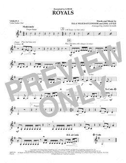 page one of Royals - Violin 3 (Viola Treble Clef) (Orchestra)