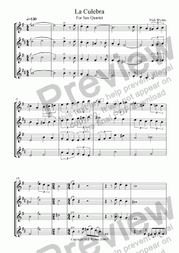 page one of La Culebra for Sax Quartet