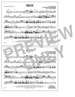page one of Hello - Multiple Bass Drums (Marching Band)