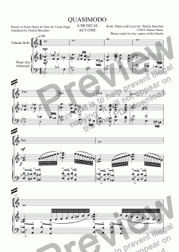 page one of QUASIMODO -a musical Act 1 (full piano score)