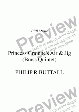 page one of Princess Grainne’s Air & Jig (Brass Quintet)