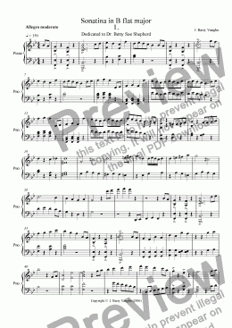 page one of Sonatina for Piano in B flat major