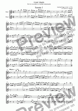 page one of Four duets for recorder, violin or similar instruments