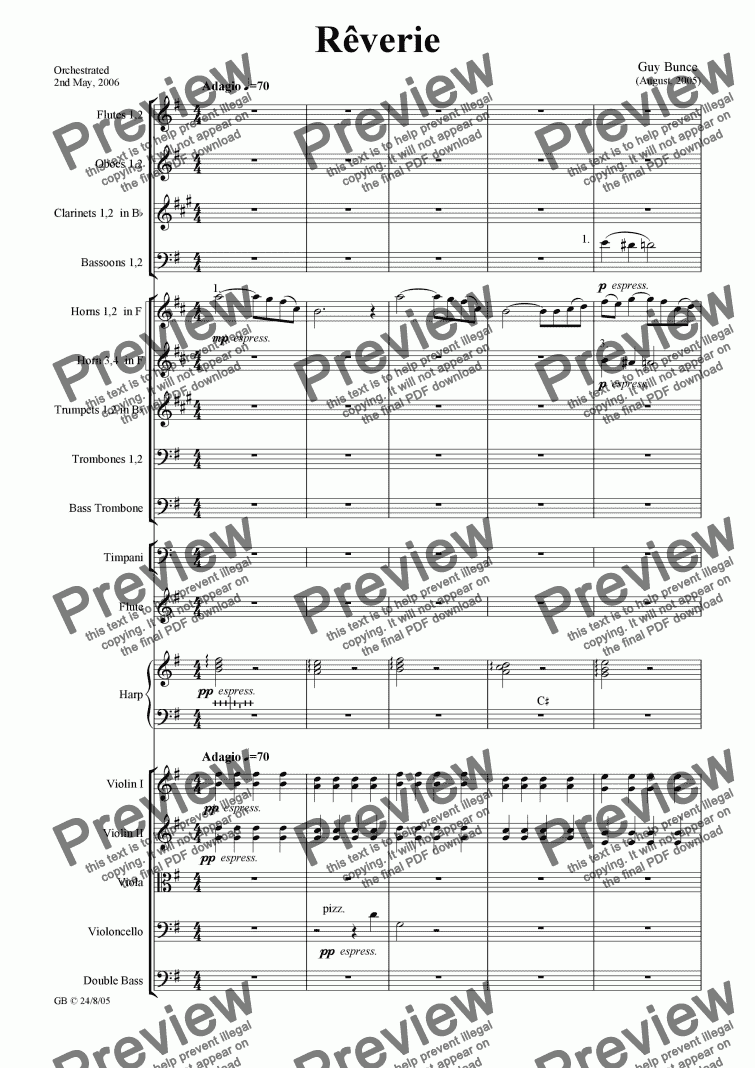 page one of Rev�rie for Flute & Orchestra