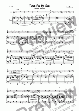 page one of "Tears for my Dog" for violin and piano