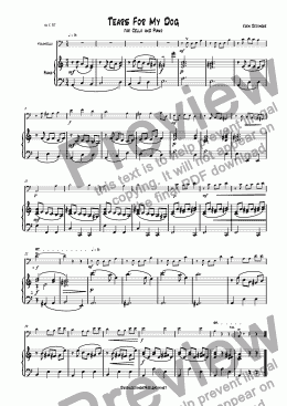 page one of "Tears for my Dog" for cello and piano