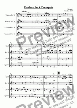 page one of Fanfare for Four Trumpets