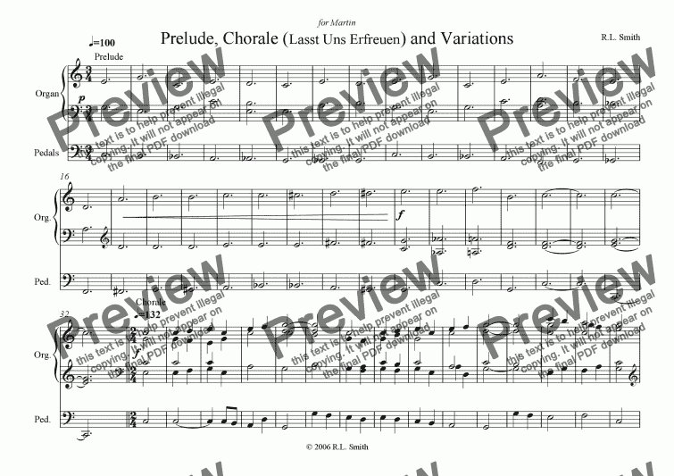 page one of Prelude, Chorale and Variations