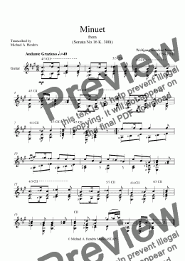 page one of Minuet from Sonata #16