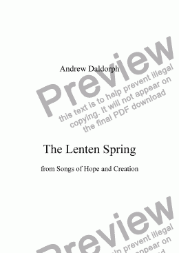 page one of Songs of Hope and Creation - The Lenten Spring
