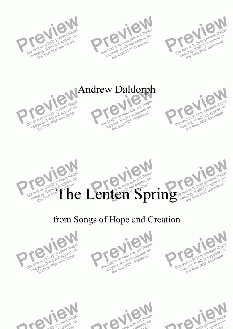page one of Songs of Hope and Creation - The Lenten Spring