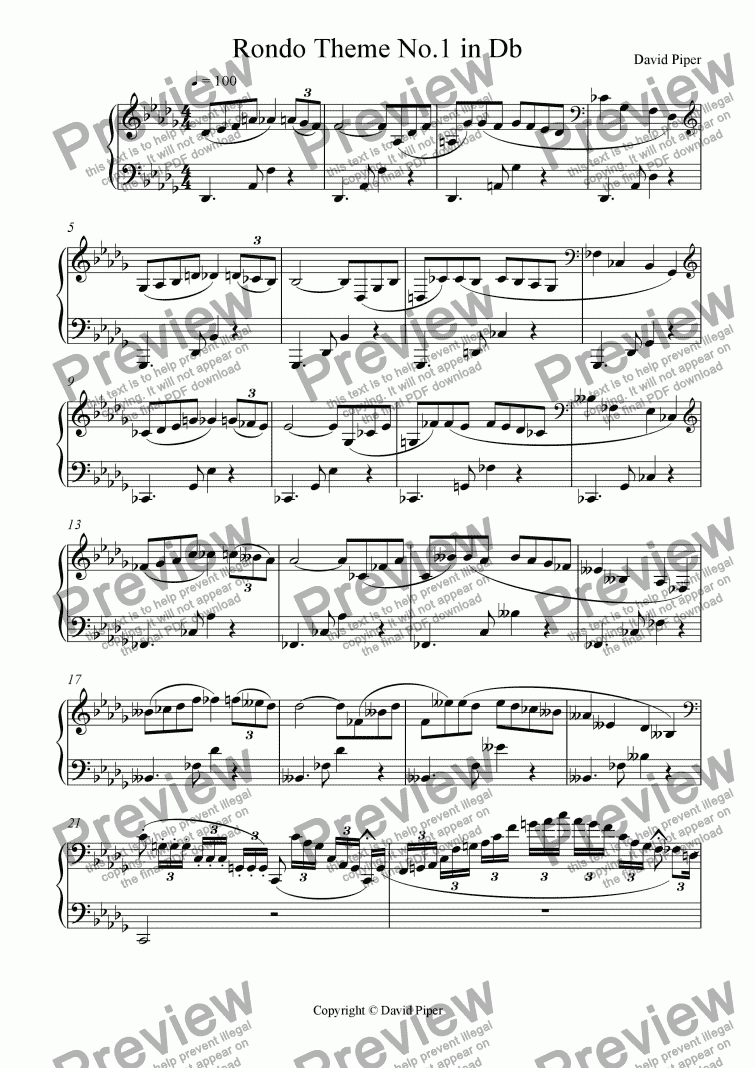 page one of Rondo Theme No.1 in Db
