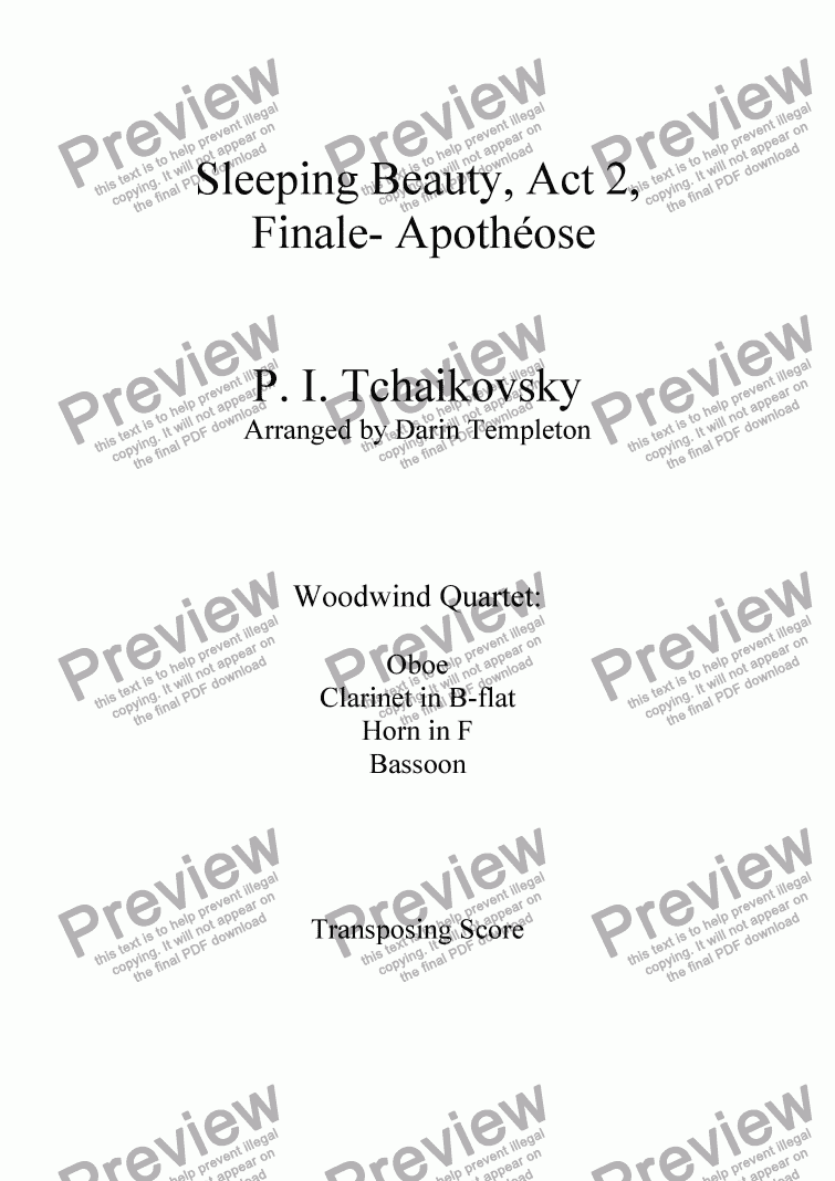 page one of Tchaikovsky- Sleeping Beauty: Finale- Apoth�ose