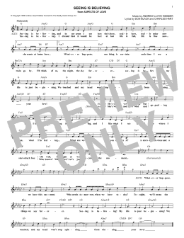 page one of Seeing Is Believing (from Aspects of Love) (Lead Sheet / Fake Book)