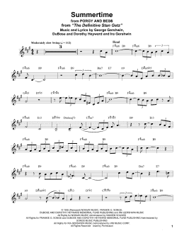 page one of Summertime (from Porgy and Bess) (Alto Sax Transcription)