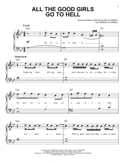 page one of all the good girls go to hell (Easy Piano)