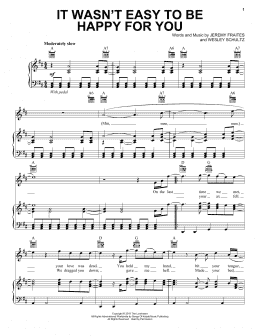 page one of It Wasn't Easy To Be Happy For You (Piano, Vocal & Guitar Chords (Right-Hand Melody))