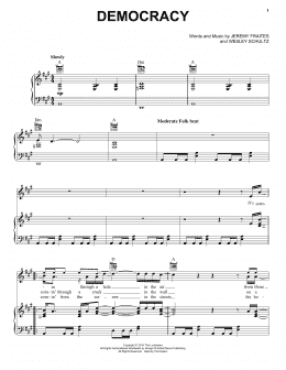 page one of Democracy (Piano, Vocal & Guitar Chords (Right-Hand Melody))