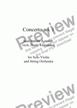 page one of Accolay- Concerto no. 1