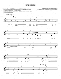 page one of Bring Him Home (from Les Miserables) (Easy Lead Sheet / Fake Book)