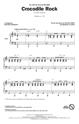 page one of Crocodile Rock (arr. Roger Emerson) (SAB Choir)