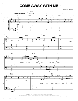 page one of Come Away With Me (Very Easy Piano)