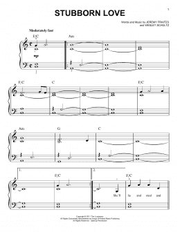 page one of Stubborn Love (Easy Piano)