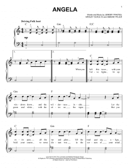 page one of Angela (Easy Piano)