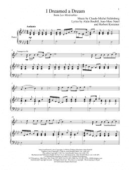 page one of I Dreamed A Dream (from Les Miserables) (Trumpet and Piano)