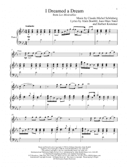 page one of I Dreamed A Dream (from Les Miserables) (Flute and Piano)
