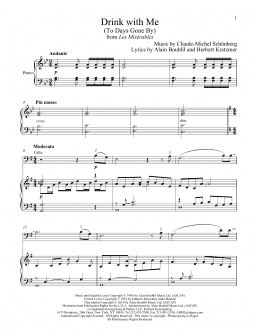 page one of Drink With Me (To Days Gone By) (from Les Miserables) (Cello and Piano)
