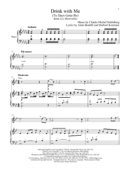 page one of Drink With Me (To Days Gone By) (from Les Miserables) (Flute and Piano)
