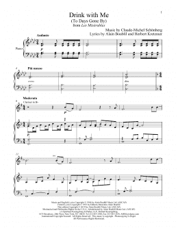 page one of Drink With Me (To Days Gone By) (from Les Miserables) (Clarinet and Piano)