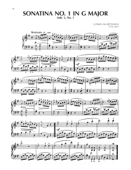 page one of Sonatina In G Major, Anh. 5, No. 1 (Piano Solo)