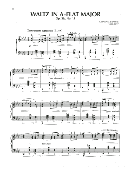 page one of Waltz In A-Flat Major, Op. 39, No. 15 (Piano Solo)