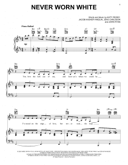 page one of Never Worn White (Piano, Vocal & Guitar Chords (Right-Hand Melody))