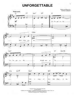 page one of Unforgettable (Very Easy Piano)