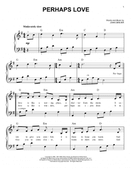 page one of Perhaps Love (Very Easy Piano)
