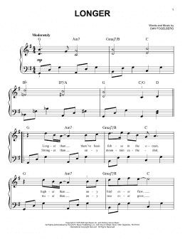 page one of Longer (Very Easy Piano)