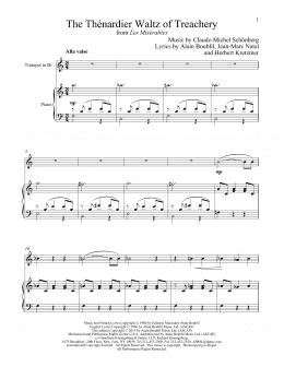 page one of The Thénardier Waltz Of Treachery (from Les Miserables) (Trumpet and Piano)