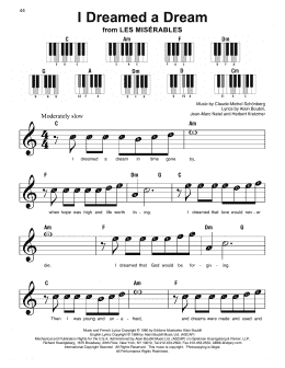 page one of I Dreamed A Dream (from Les Miserables) (Super Easy Piano)