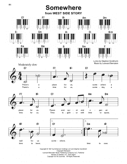 page one of Somewhere (from West Side Story) (Super Easy Piano)