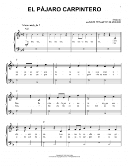 page one of El Pajaro Carpintero (Easy Piano)