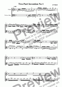 page one of Bach 2-Part Inventions for Violin-Viola