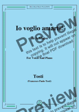 page one of Tosti-Io voglio amarti! in A Major,For Voice&Pno